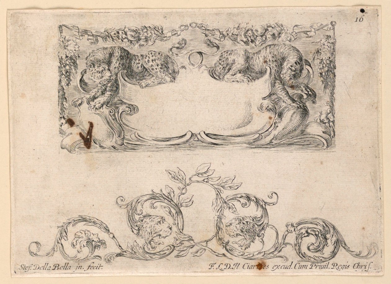 Écusson, Rinceaux, No. 16 de "Raccolta di varii cappriccii et nove inventioni di cartelle et ornamenti" - Stefano della Bella