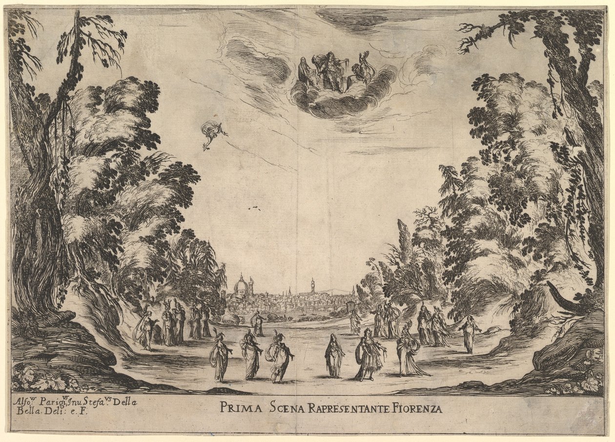 Première scène, à Florence, Le mariage des dieux, 1637 - Stefano della Bella