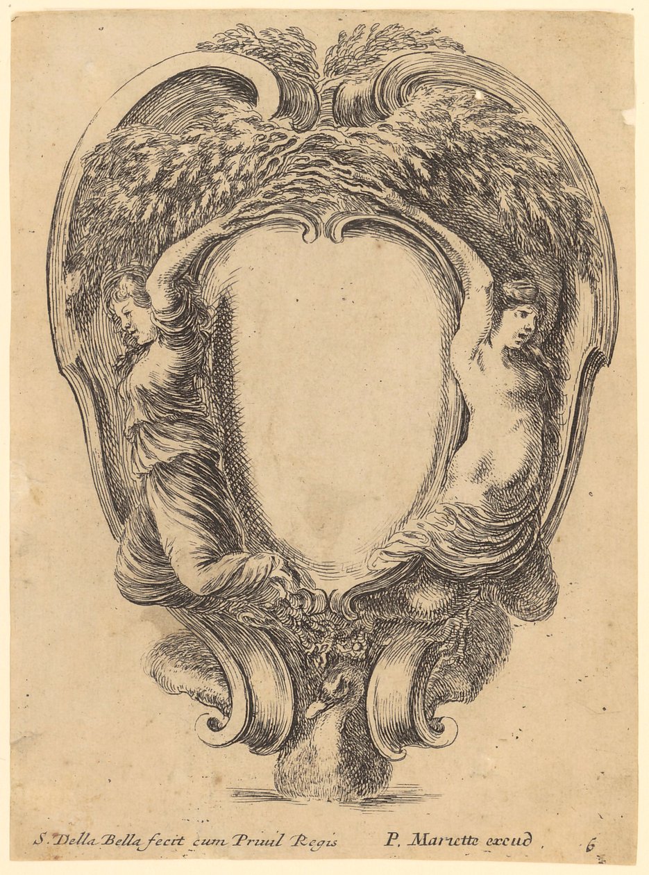 Cartouche avec des nymphes - Stefano della Bella