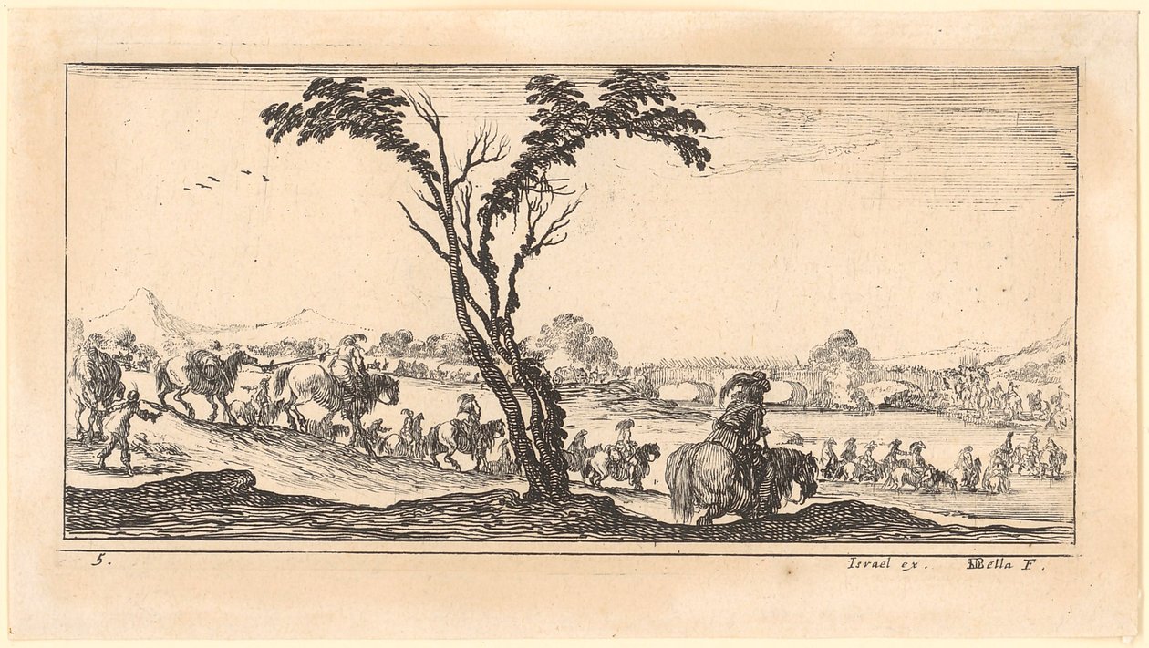 La cavalerie traverse une rivière - Stefano della Bella
