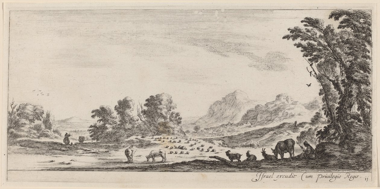 Paysage avec berger gardant son troupeau, avant 1647 - Stefano della Bella