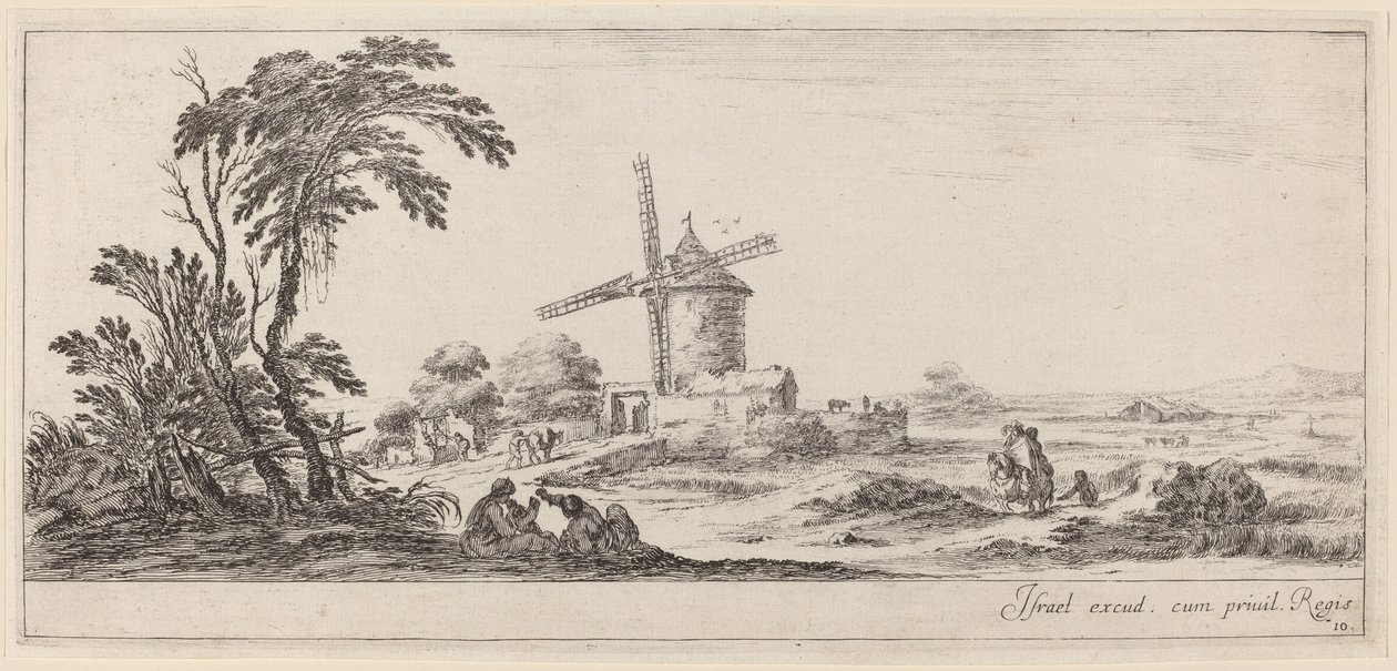 Paysage avec moulin à vent, avant ou en 1647 - Stefano della Bella
