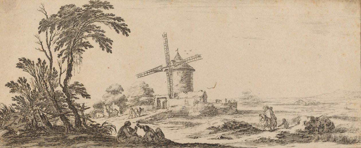 Paysage avec moulin à vent - Stefano della Bella