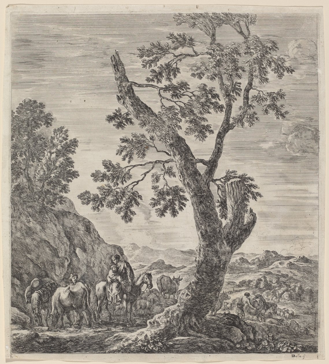 Paysanne à cheval avec un enfant dans ses bras, 1656 - Stefano della Bella