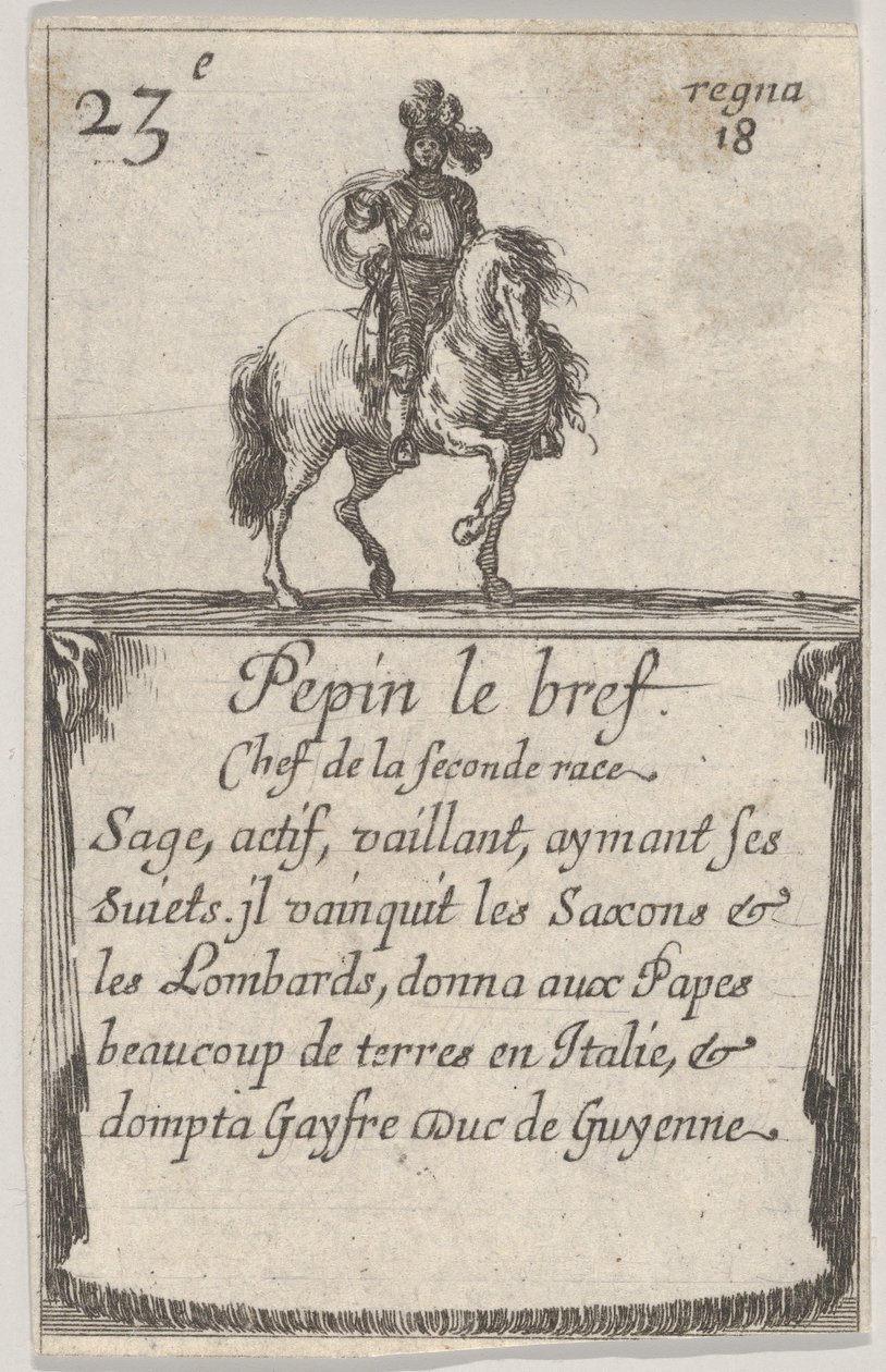 Pépin le Bref Chef de la seconde race..., de Jeu des Rois de France Jeu des Ro..., 1644 - Stefano della Bella