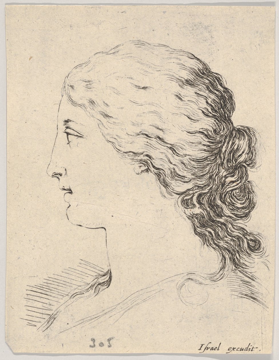Tête de femme, en profil, du 