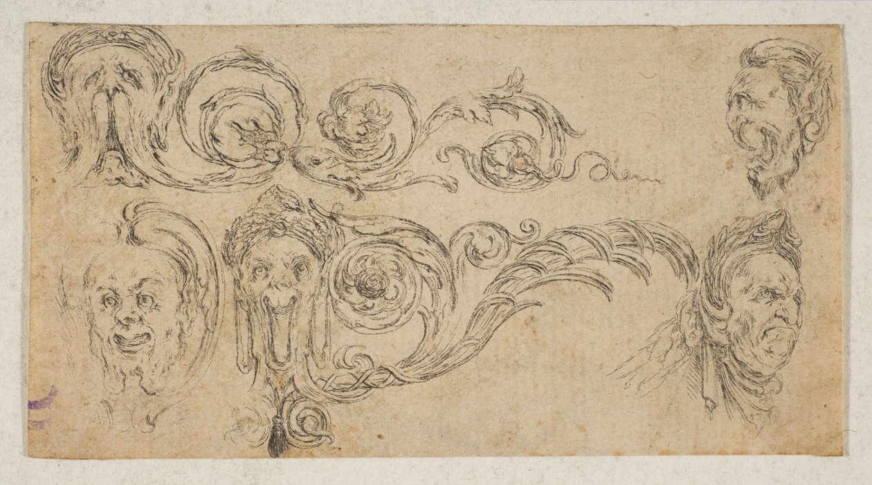 Cinq têtes grotesques, de 