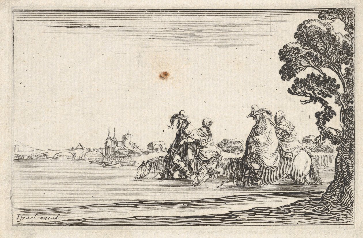 Deux cavaliers avec des femmes derrière eux, vers 1642 - Stefano della Bella