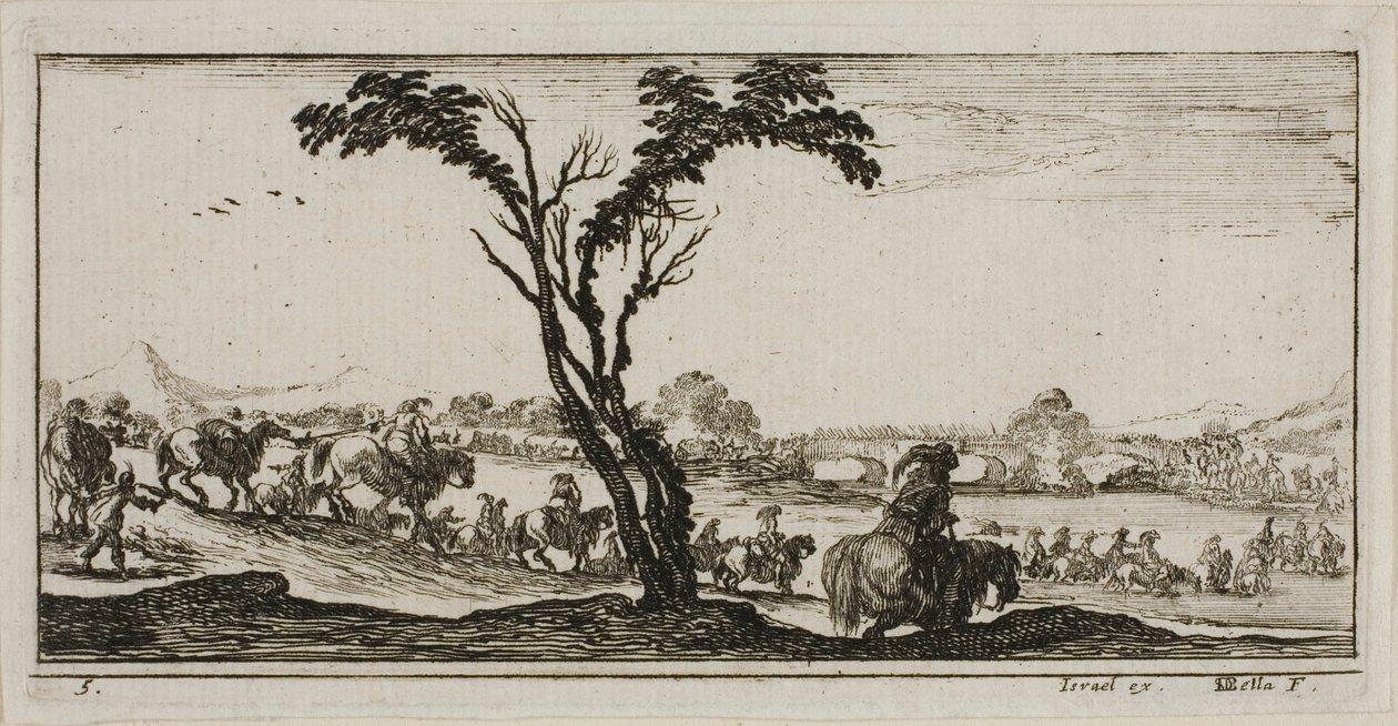Planche cinq des Dessins de plusieurs mouvements par des soldats - Stefano della Bella