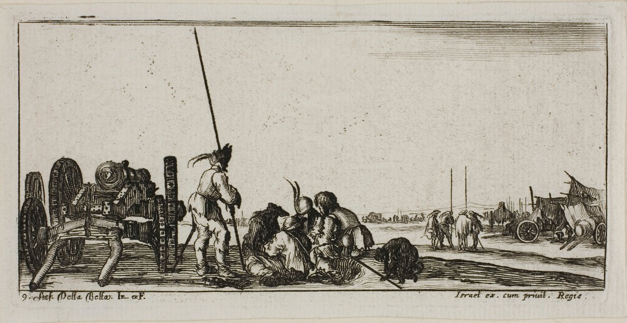 Planche neuf des Dessins de plusieurs mouvements par des soldats - Stefano della Bella