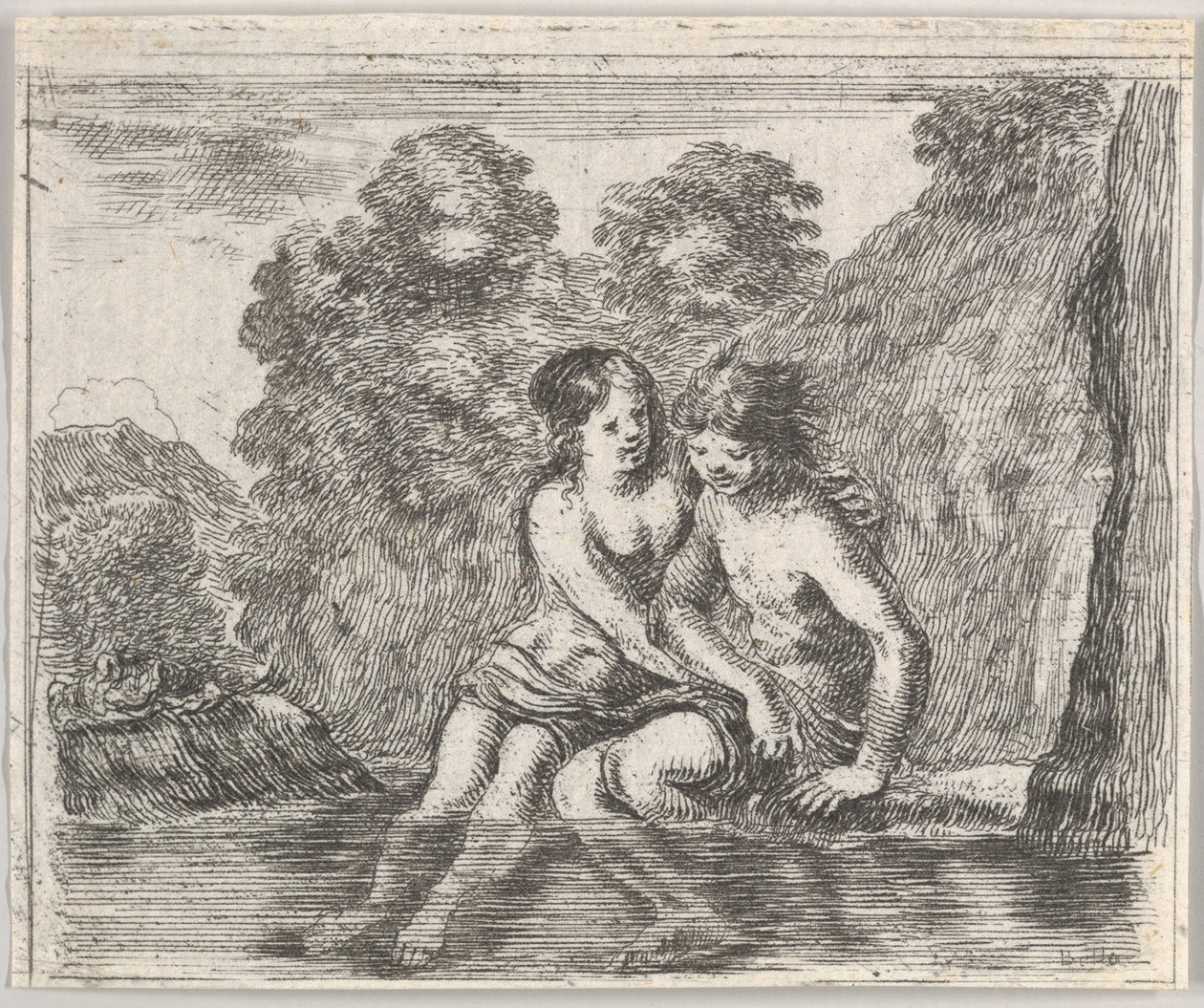 Salmacis et Hermaphrodite, du Jeu de la Mythologie - Stefano della Bella