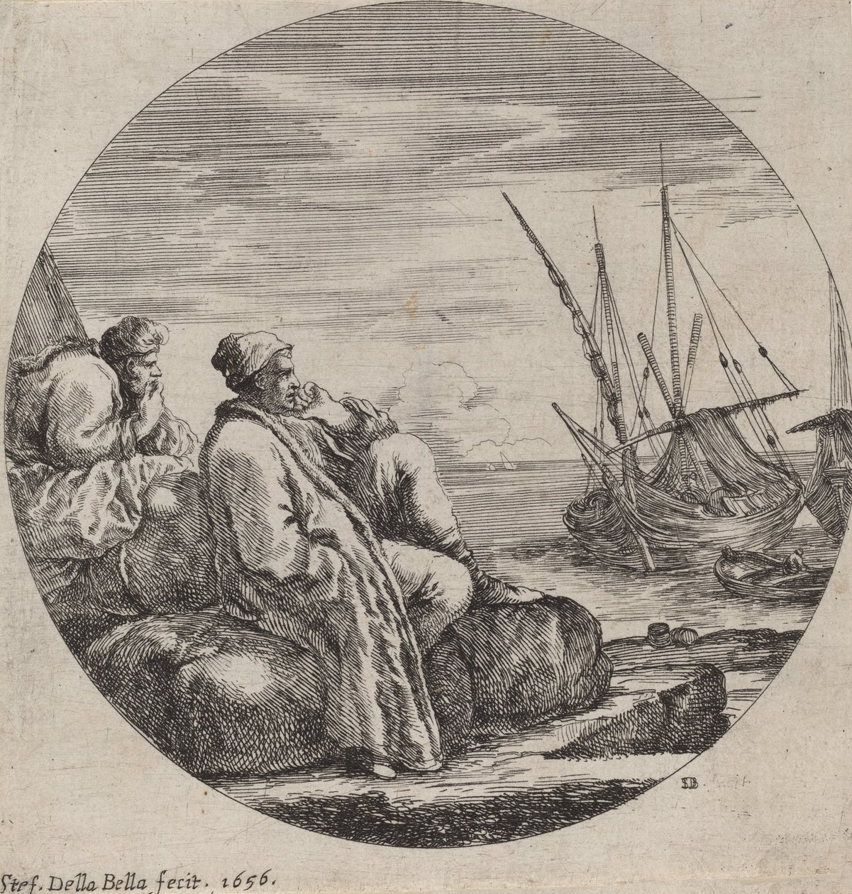 Port avec deux marchands turcs, 1656 - Stefano della Bella
