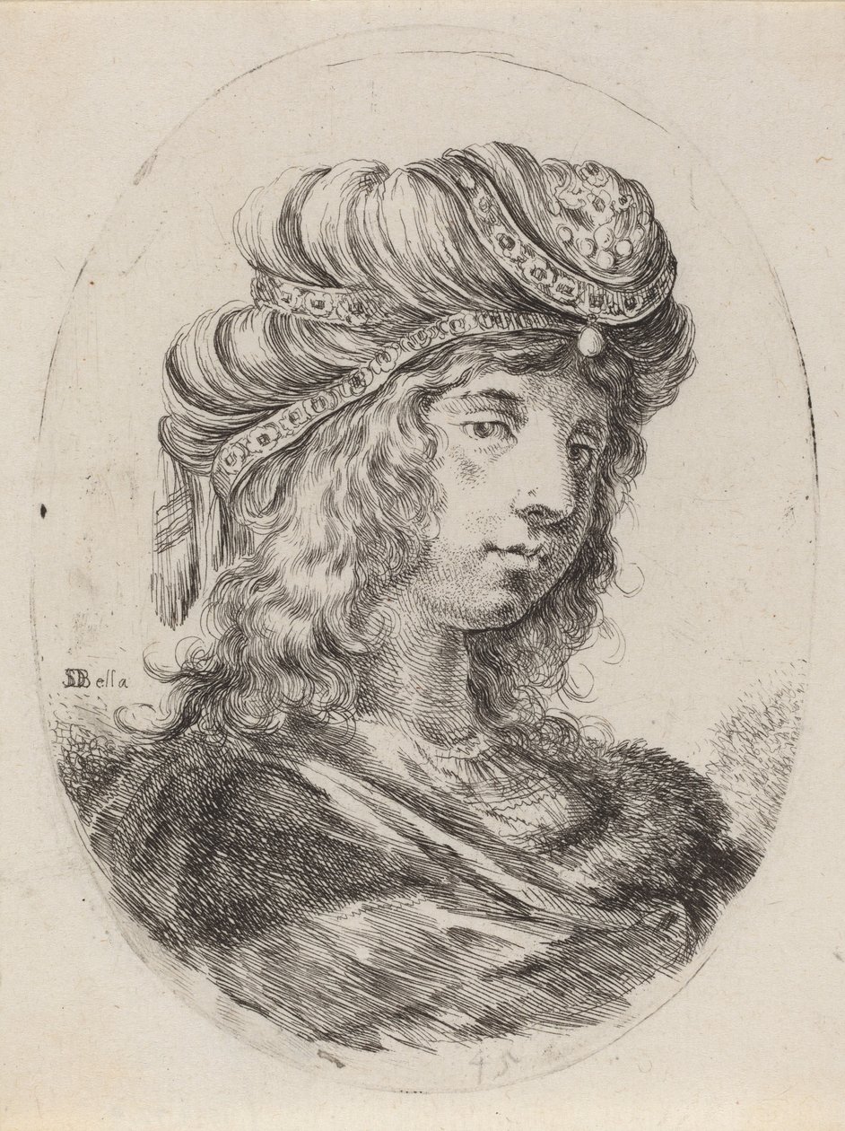 Sultane avec un turban rayé, tournée vers la droite - Stefano della Bella