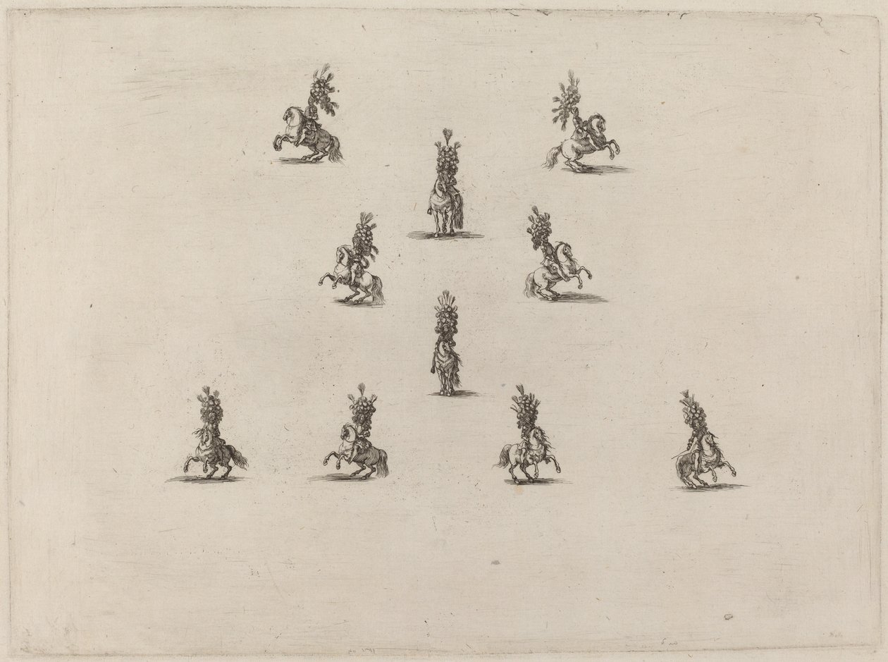 Dix cavaliers avec de grands casques à plumes, 1652 - Stefano della Bella