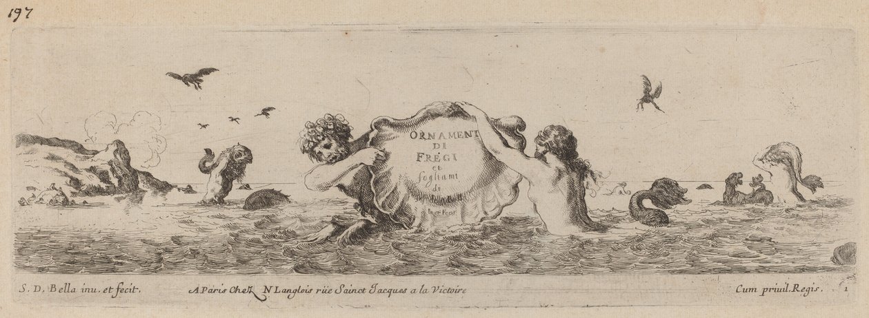 Page de titre pour Ornamenti di fregi e fogliani, probablement 1648 - Stefano della Bella