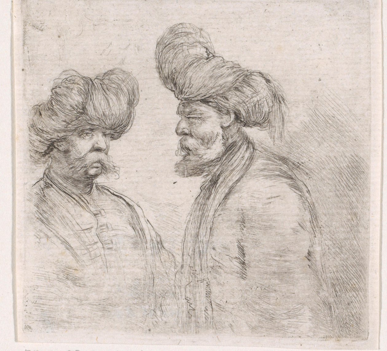 Deux hommes turcs avec des moustaches et des turbans - Stefano della Bella