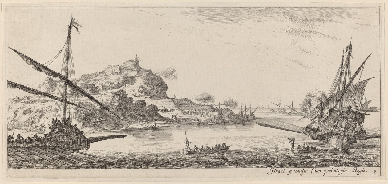 Deux galères et leurs lancements, en ou avant 1647 - Stefano della Bella