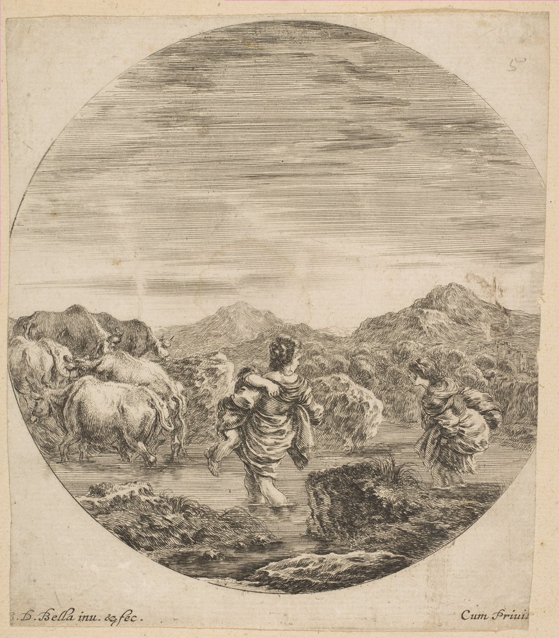 Deux femmes traversant un ruisseau, vers 1646 - Stefano della Bella