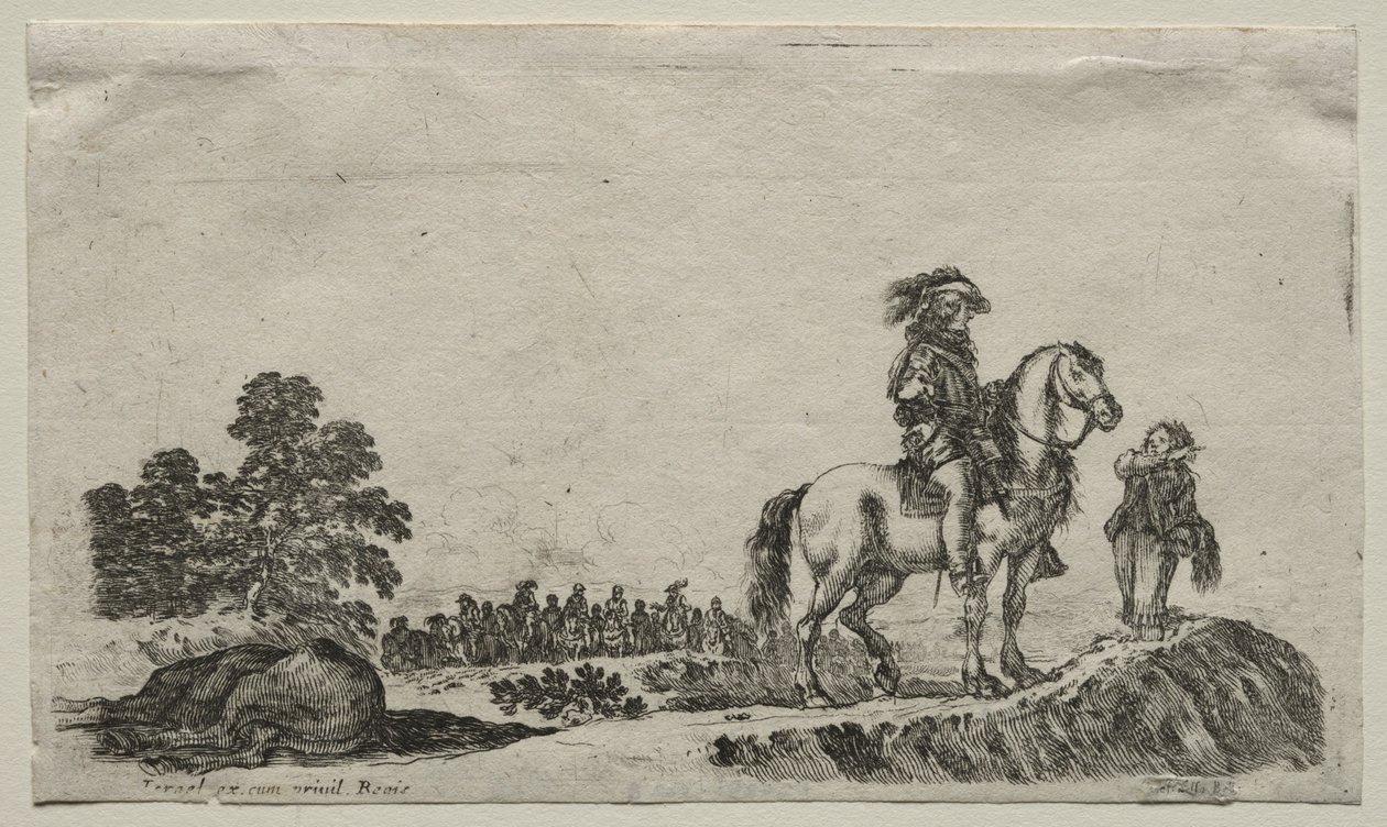 Diverses figures et paysages: un cavalier perdu demandant son chemin - Stefano della Bella