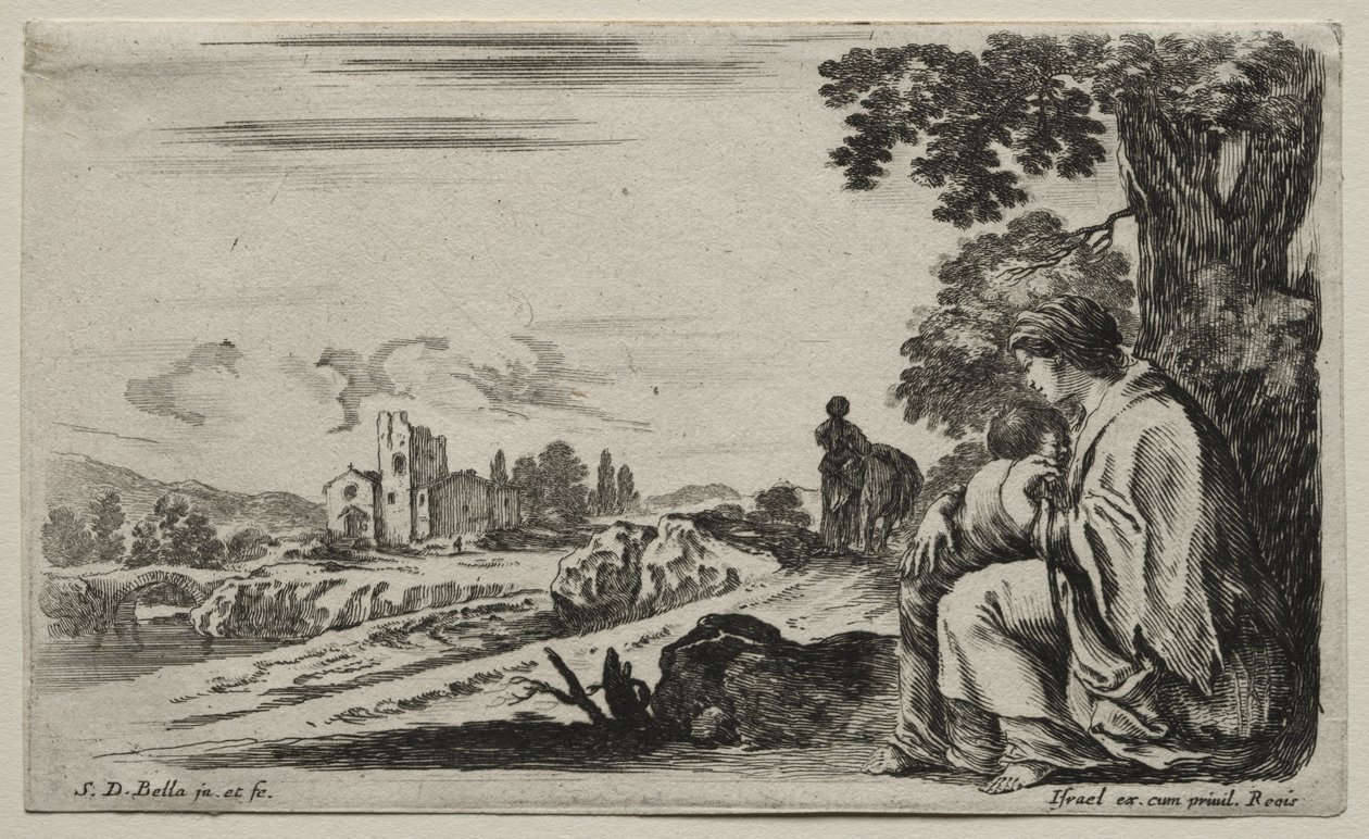 Diverses figures et paysages : une pauvre nourrice assise sous un arbre - Stefano della Bella