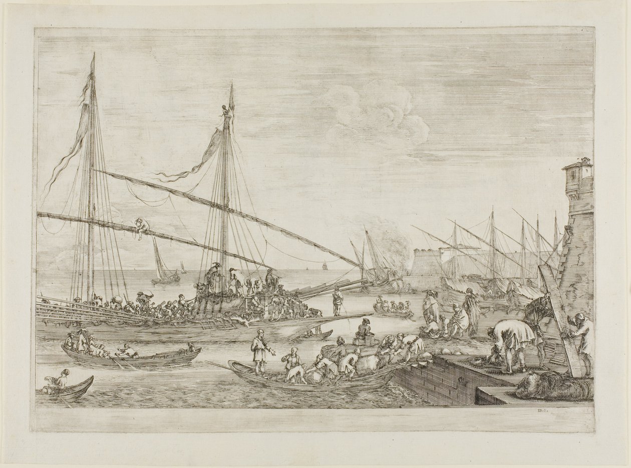 Vue des fortifications, des vues du port de Livourne - Stefano della Bella