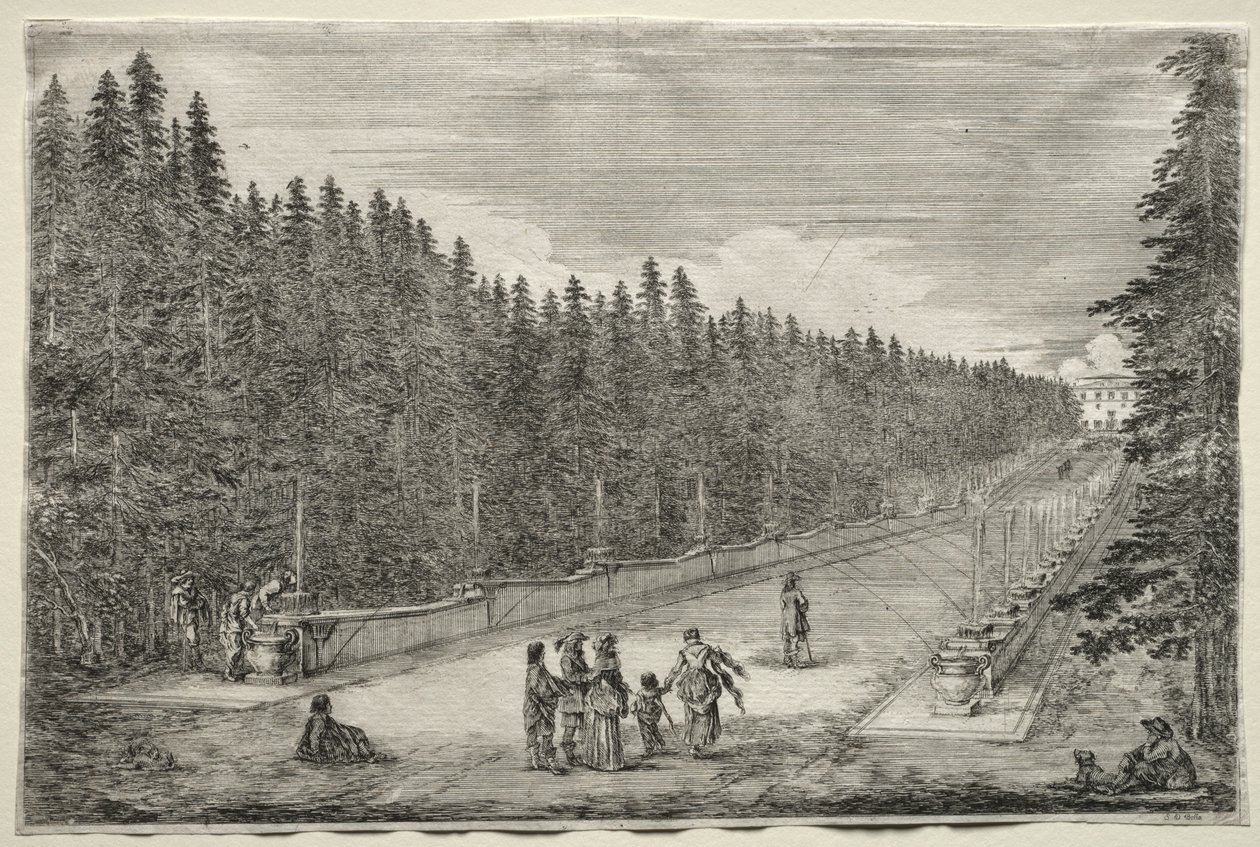 Vues de la Villa de Pratolino: La promenade des fontaines - Stefano della Bella
