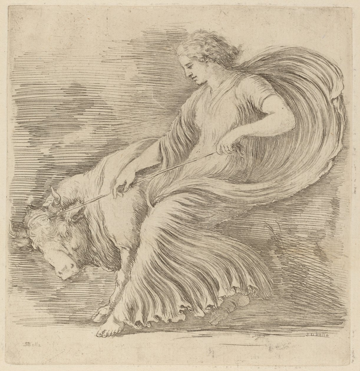 Femme avec un jeune taureau - Stefano della Bella