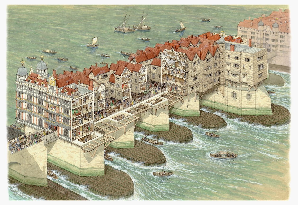 Vieux Pont de Londres (partie centrale), vers 1580-1600 - Stephen Conlin
