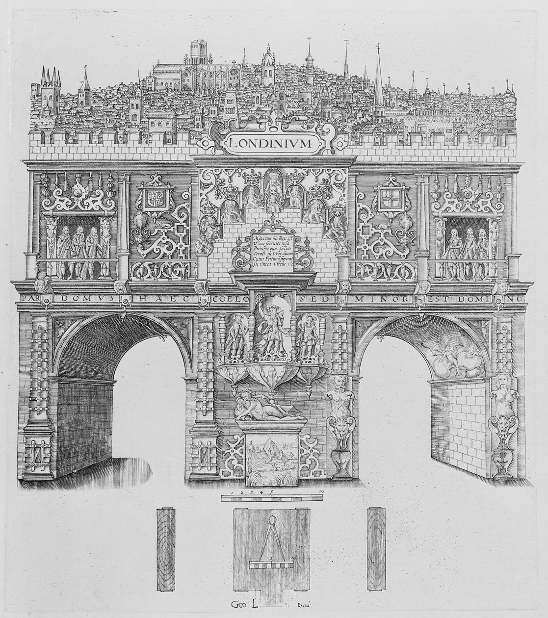 Un arc de triomphe, gravé par William Kip - Stephen Harrison