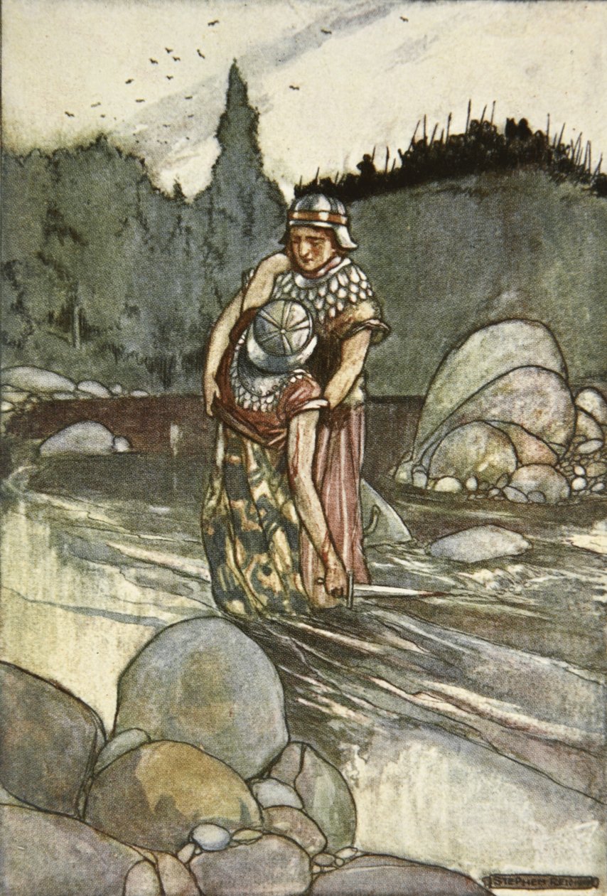 Ferdia tombe sous la main de Cuchulain, illustration de 