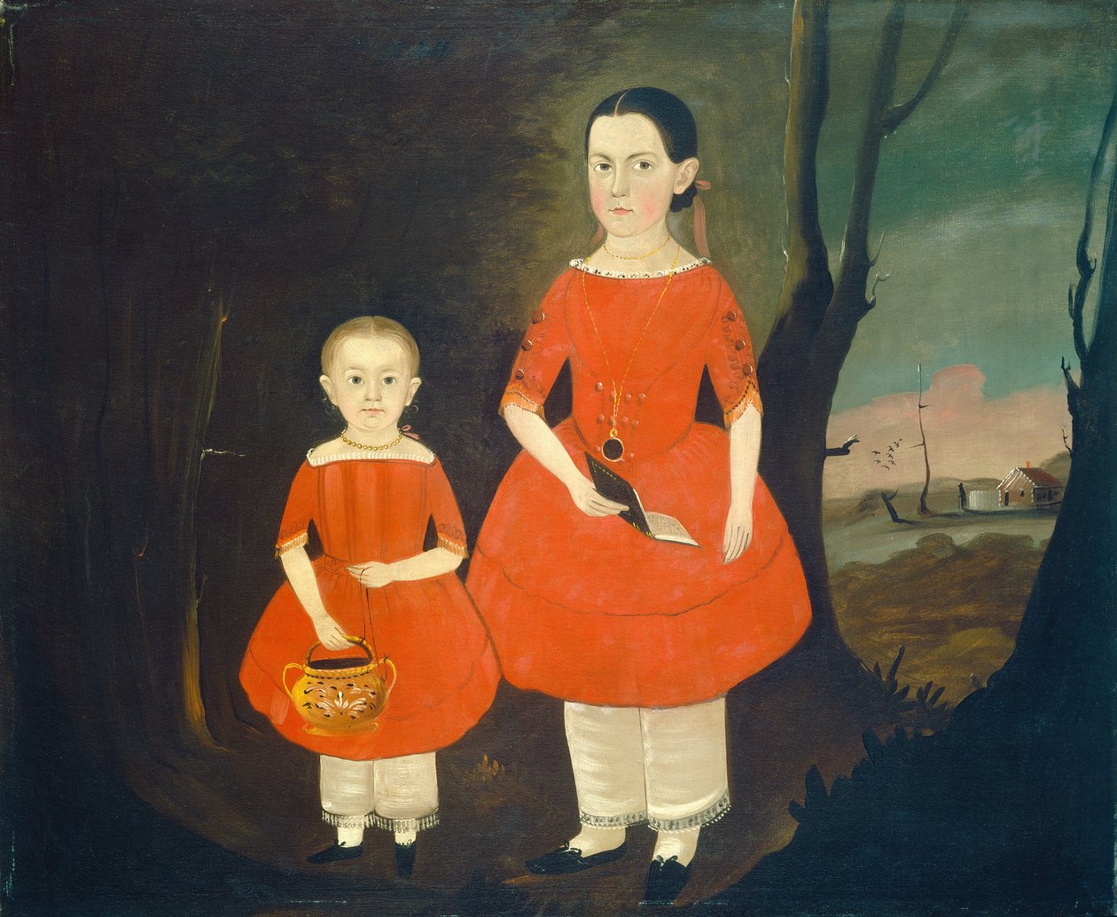 Sœurs en rouge, vers 1840-1850 (huile sur toile) - Sturtevant J. Hamblin