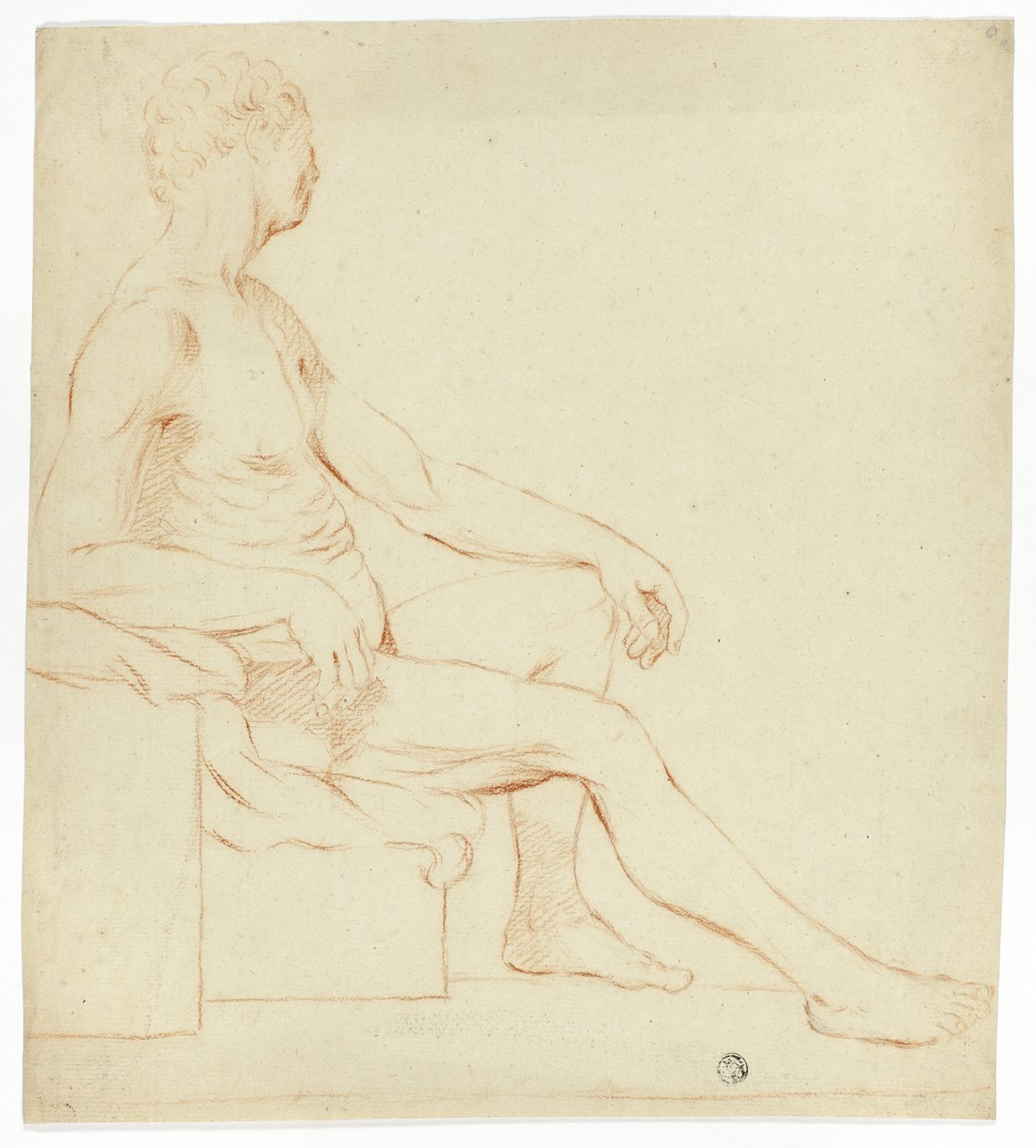 Nu académique masculin assis - Style of Jacques Louis David