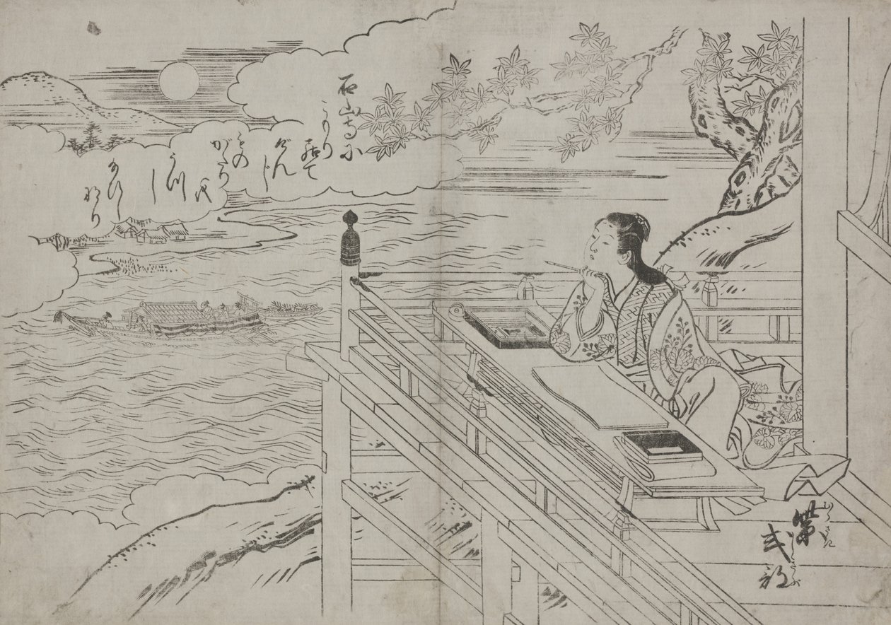 Illustration Dépeignant Dame Murasaki - Sukenobu Nishikawa