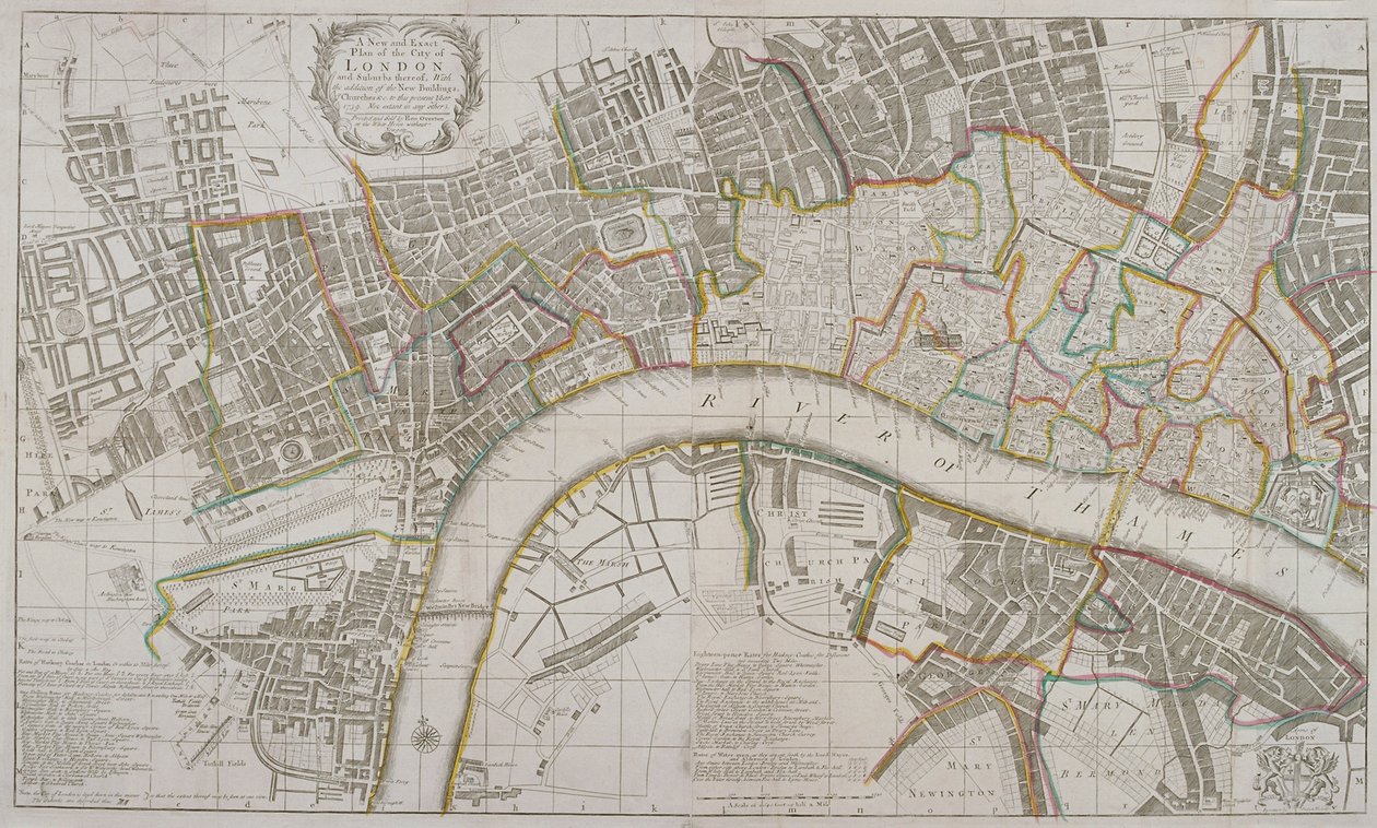 Carte de Westminster, la Cité de Londres, Southwark et les environs, 1739 - Sutton Nicholls