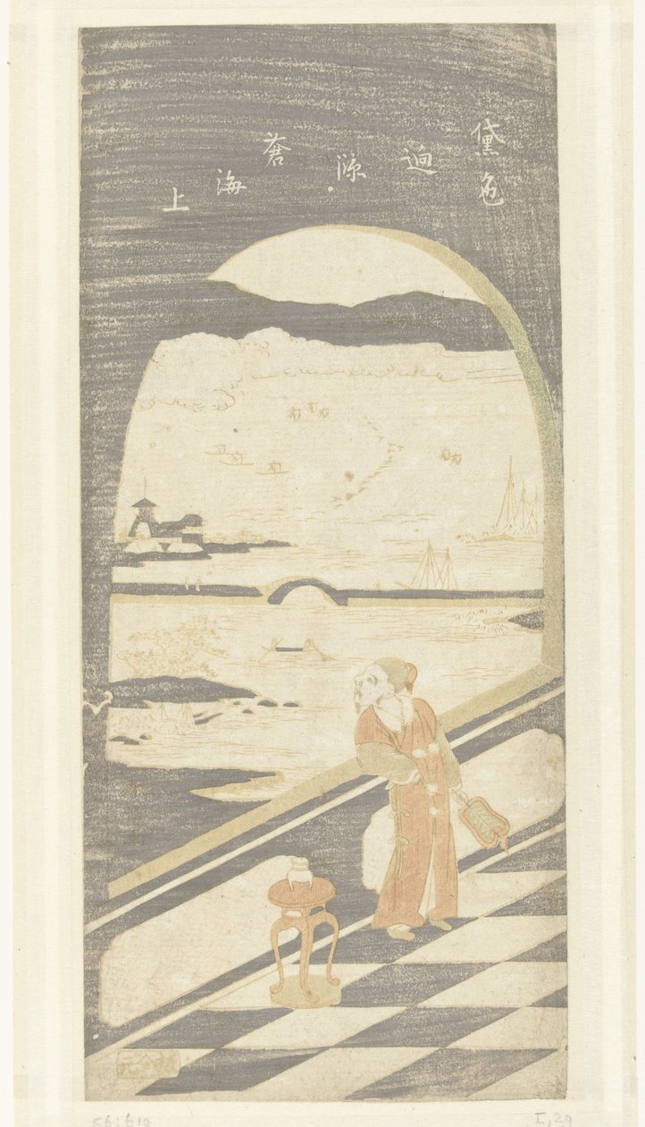 Poète chinois regardant un paysage aquatique - Suzuki Harunobu