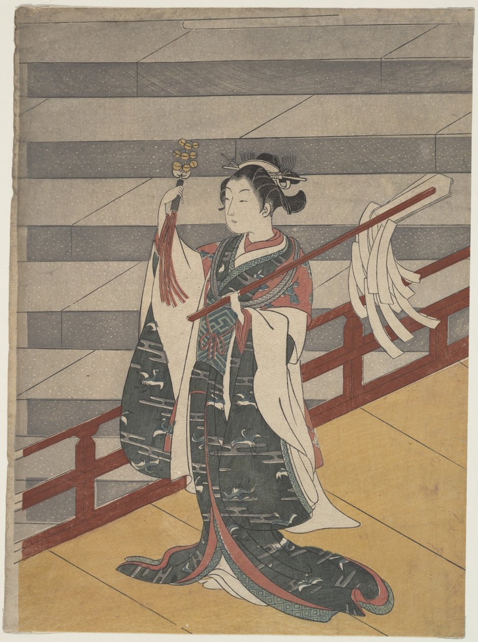 Jeune fille sur un balcon au-dessus d