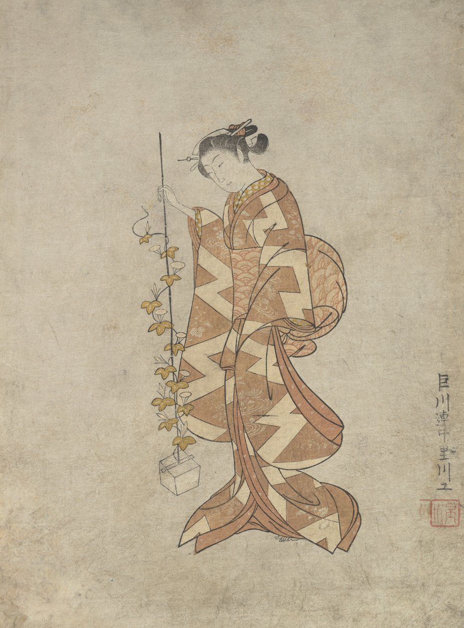 Représentation moderne de la poétesse Kaga no Chiyo - Suzuki Harunobu