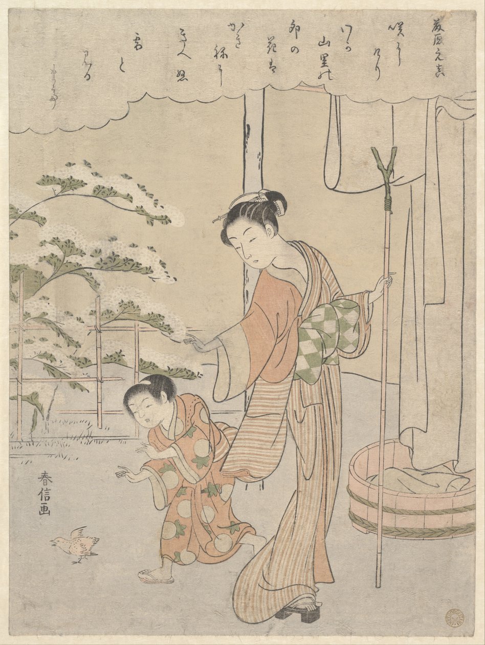 Poème de Fujiwara no Motozane (vers 860) de la série des Trente-Six Poètes - Suzuki Harunobu