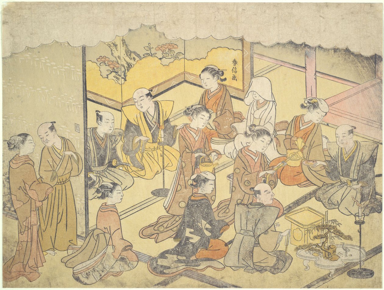 La coupe de saké nuptiale : les cérémonies de mariage - Suzuki Harunobu