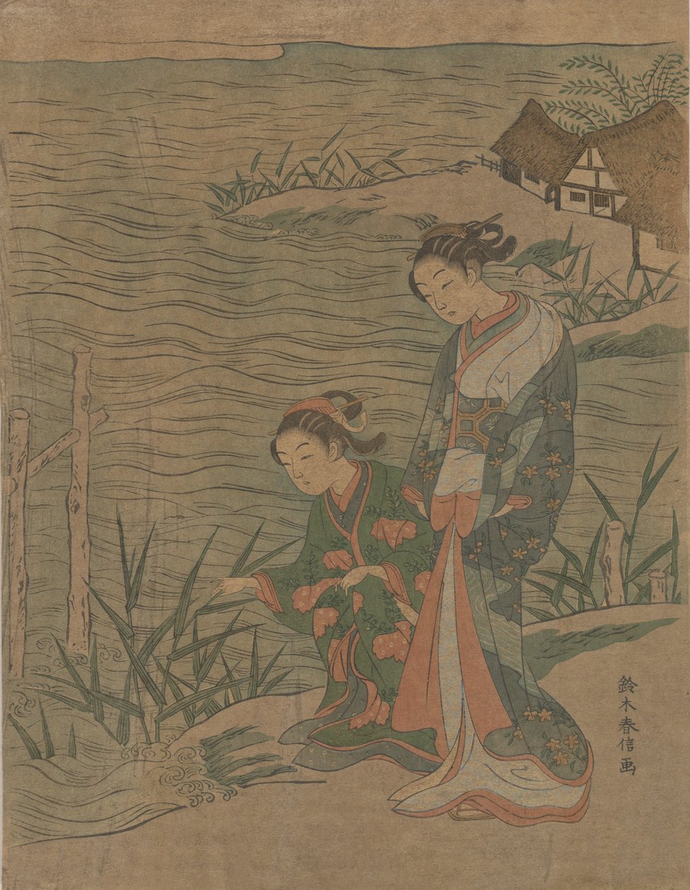 Deux jeunes dames au bord de la mer - Suzuki Harunobu