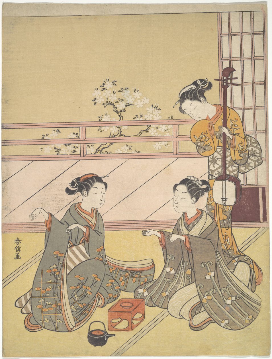 Jeunes femmes jouant au kitsune-ken (jeu du renard) - Suzuki Harunobu