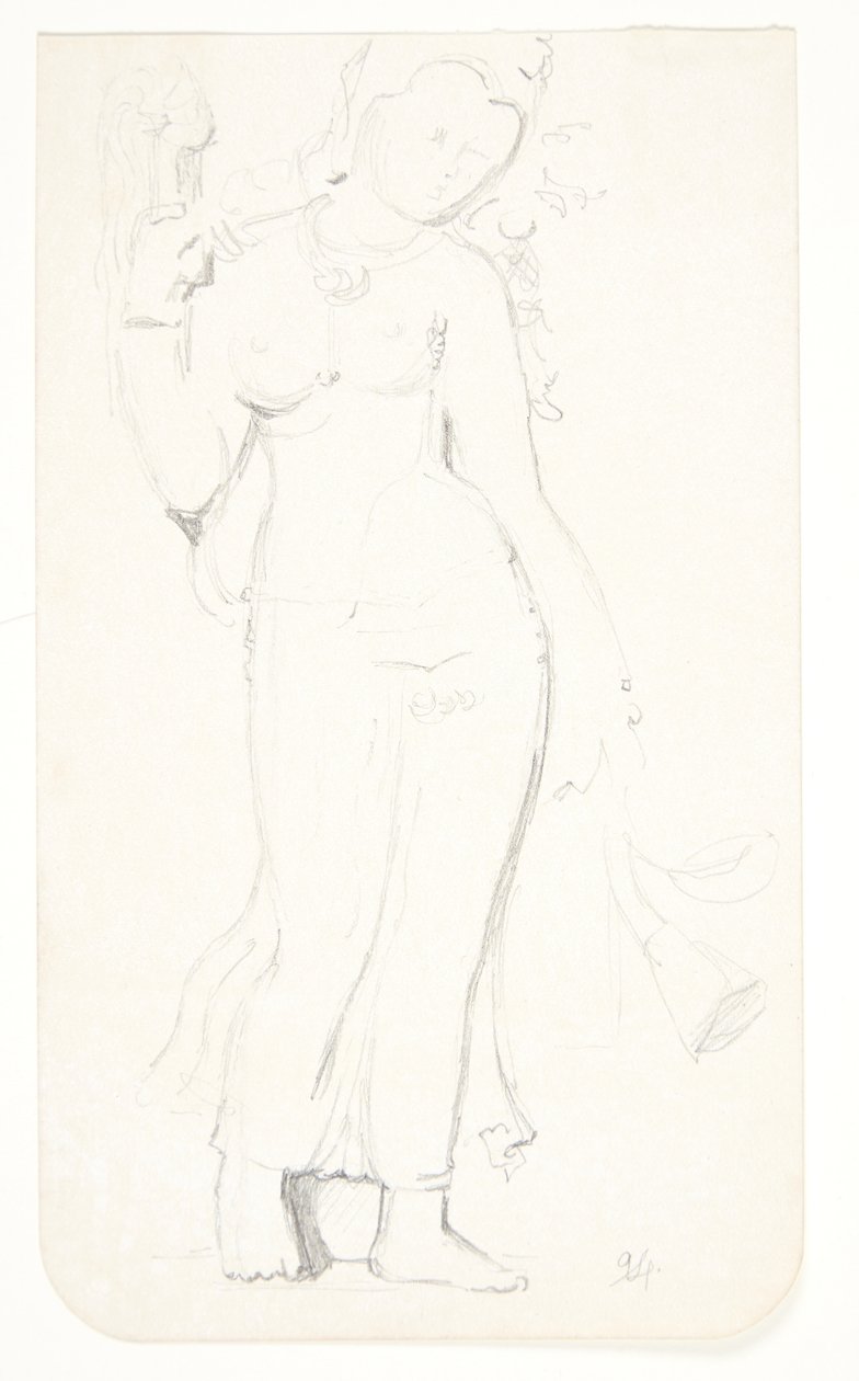 Femme debout. Feuille d