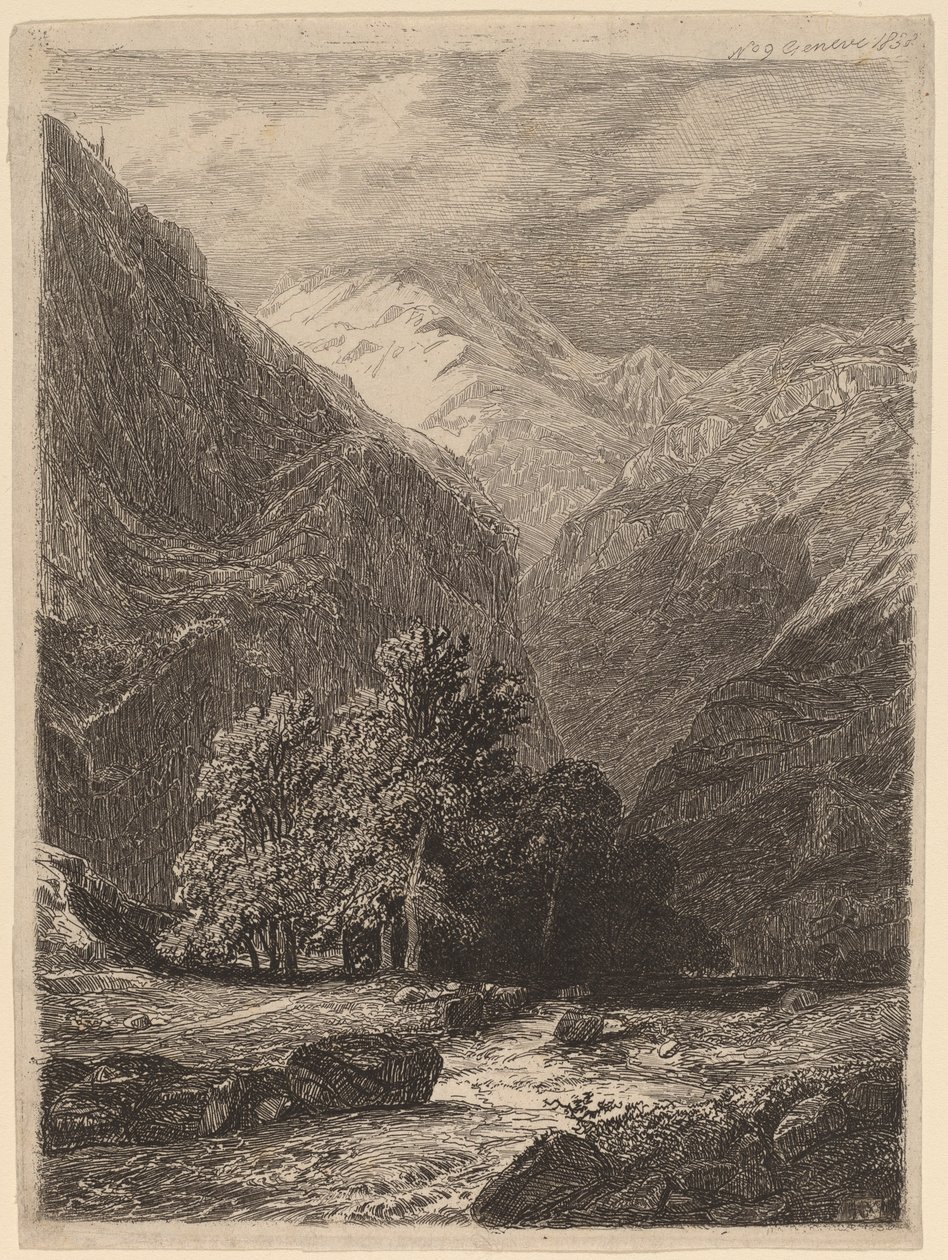 Paysage montagneux - Swiss 19th Century