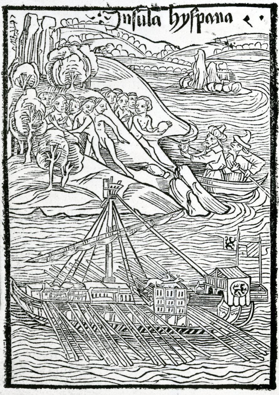 Arrivée de la caravelle de Colomb sur l