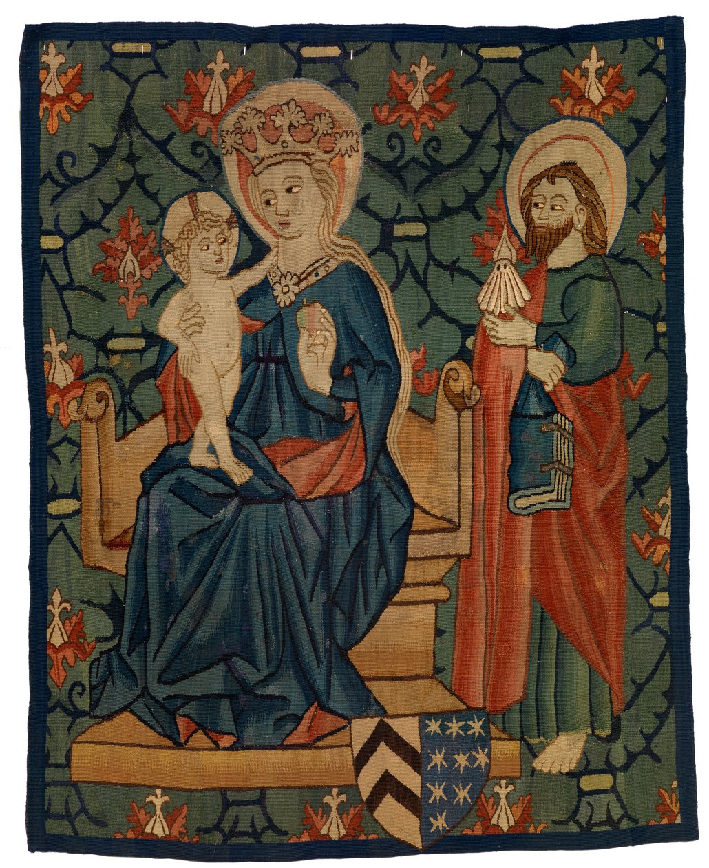 Fragment de tapisserie représentant la Vierge et l