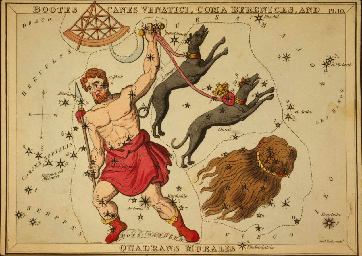 Bootes Canes Venatici, Coma Berenices, et Quadrans Muralis, Illustration de 