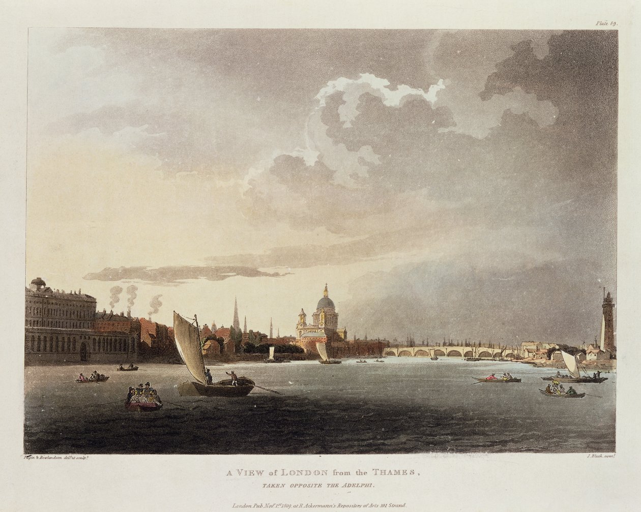 Vue de Londres depuis la Tamise, 1809 - Pugin and Rowlandson