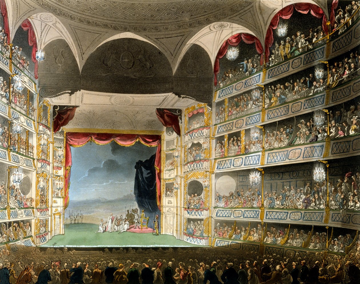 Théâtre de Drury Lane, de Microcosm of London, par R Ackermann, 1808 - Pugin and Rowlandson