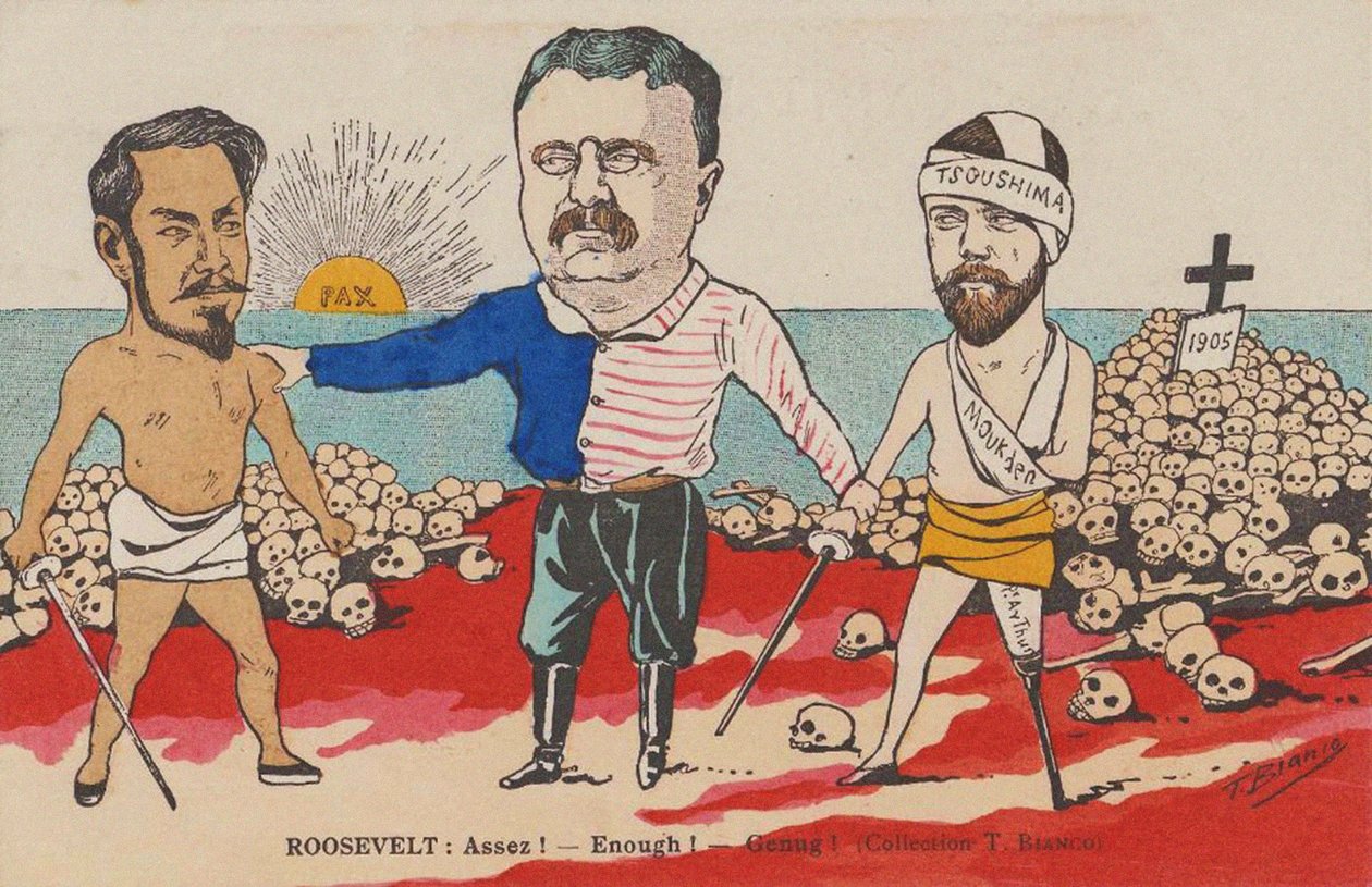 Roosevelt : Assez ! - Enough ! - Genug ! Une caricature sur le traité de Portsmouth, 1905 - T. Bianco