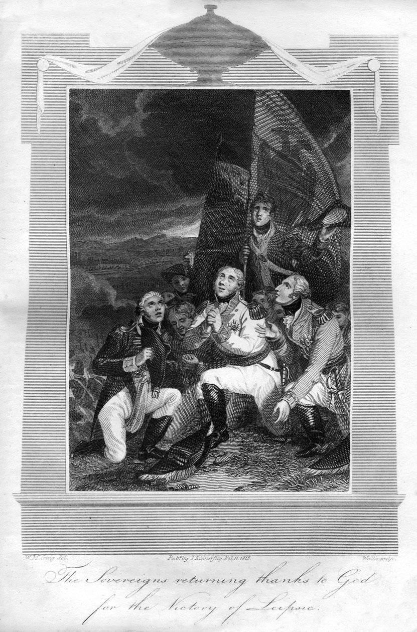 Les souverains rendant grâce à Dieu pour la victoire de Leipzig, 1816 - T. Wallis